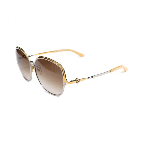 Vintage Cartier Trinity de‎ Cartier CT0089S Cat Eye Sunglasses Gold Silver Brown - Picture 2 of 14